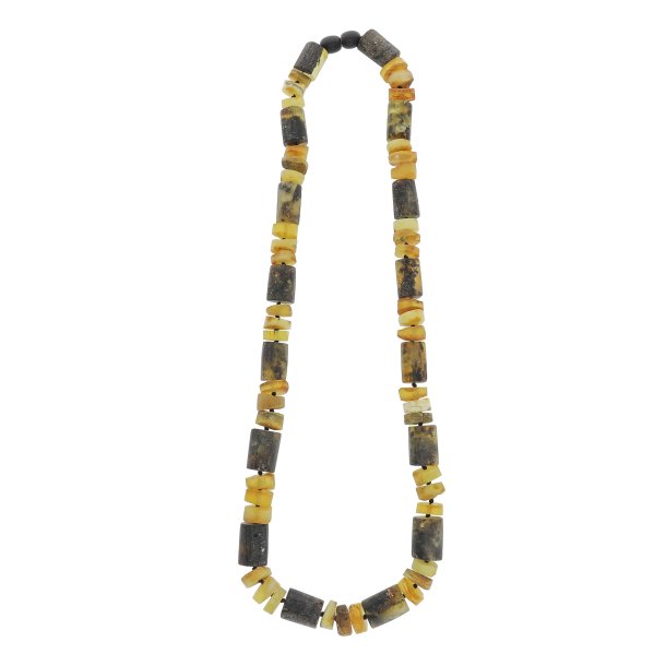 Ravkde Med Naturformet Og Cylinderformet Ravstykker / ernsteinkette mit naturgeformten und zylindri