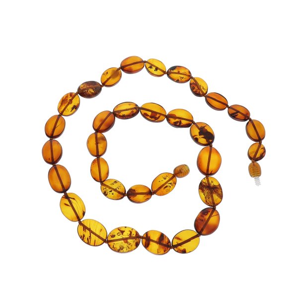 Bezaubernde Nordsee-Halskette aus feinen flachen Bernsteinperlen