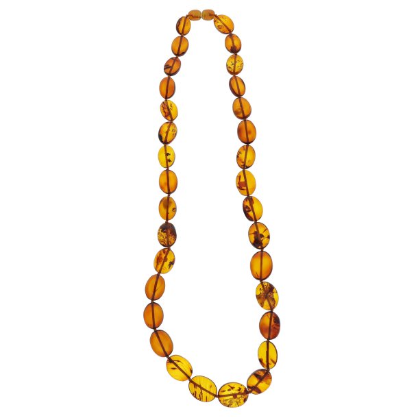 Bezaubernde Nordsee-Halskette aus feinen flachen Bernsteinperlen