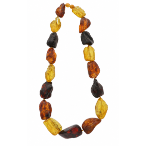 Einzigartige Bernsteinkette mit gro�en barocken Bernsteinperlen � Multicolor