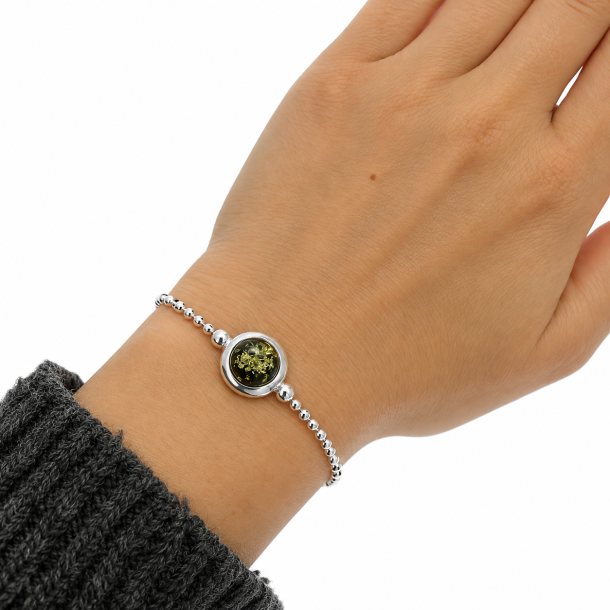 Elegant S�lvarmb�nd med �t Naturligt Jordravsstykke � 925 Sterling S�lv