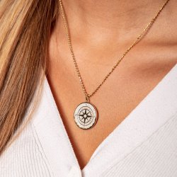 Den Smukkeste Forgyldt "Kompas" Vedhng / Kette "Kompassrose" vergold