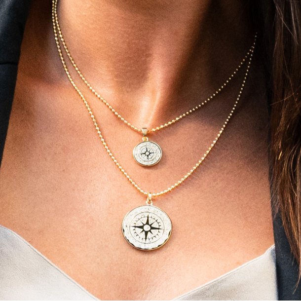 Den Smukkeste Forgyldt "Kompas" Vedhng / Kette "Kompassrose" vergold