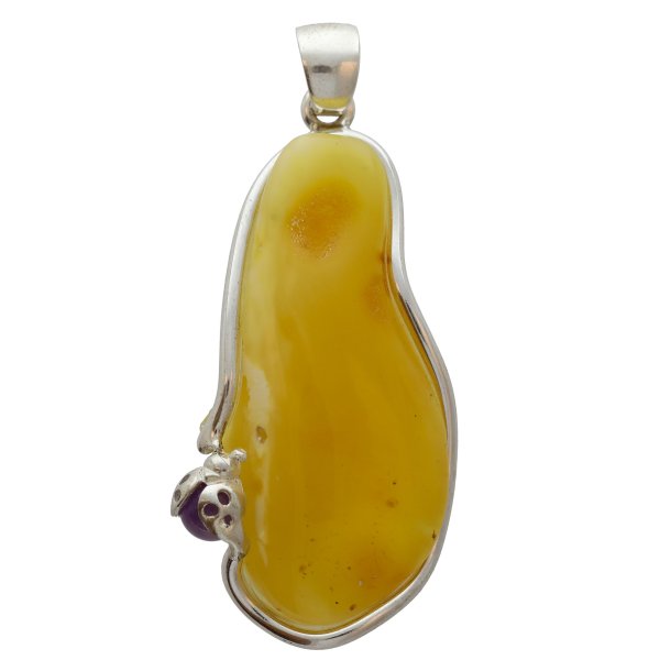 Helt Unik Mlkeravs Vedhng Med En Lille Amatyst Mariehne