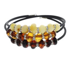 Drahtarmband mit echten Bernsteinperlen verziert