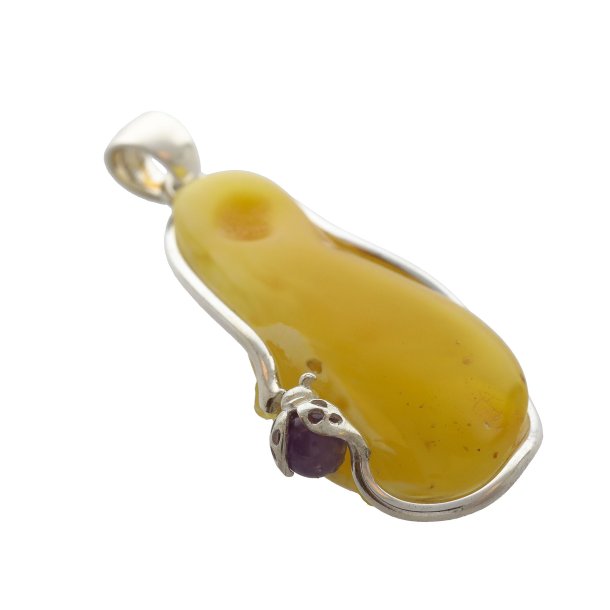 Helt Unik Mlkeravs Vedhng Med En Lille Amatyst Mariehne