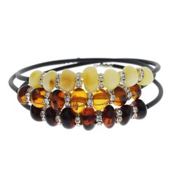 Drahtarmband mit echten Bernsteinperlen verziert