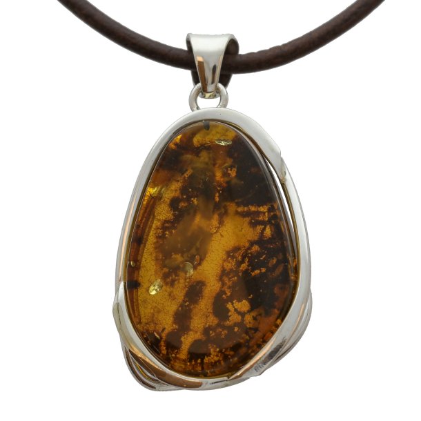 Helt Unik Rav Vedhng Med Juratidens Fragmenter