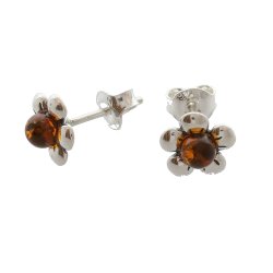 Sch�ne Bernsteinblumen-Ohrstecker