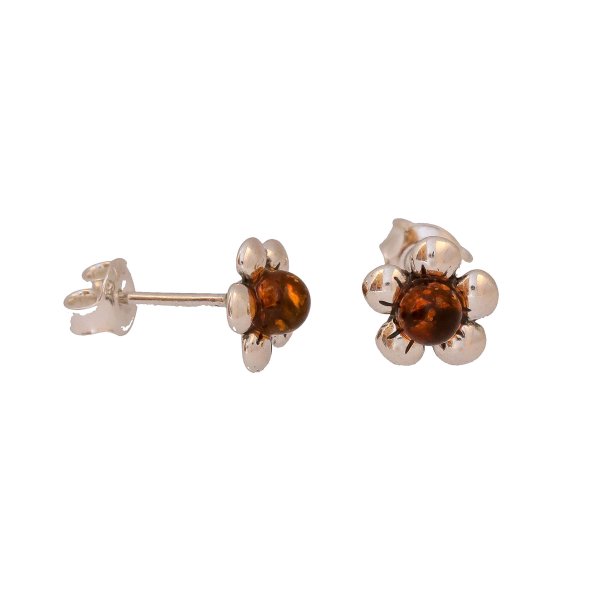 Sch�ne Bernsteinblumen-Ohrstecker