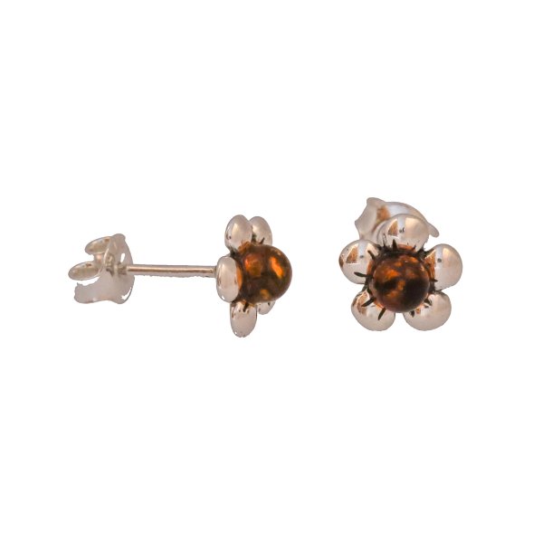 Sch�ne Bernsteinblumen-Ohrstecker