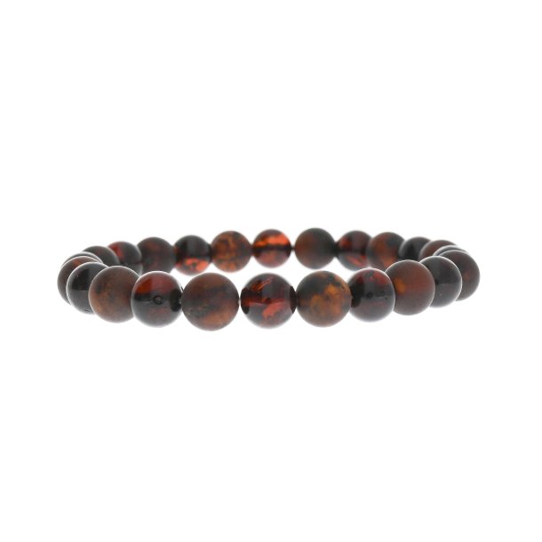 Armband aus dunklem Kirschbernstein mit runden Perlen � Echter Bernstein