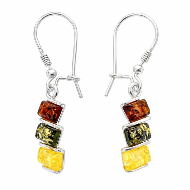 Orhstecker aus Sterling Silber .925 mit je drei rechteckigen Designerperlen