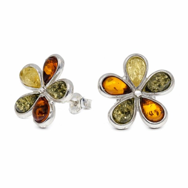Blumenf�rmige Bernsteinohrringe / Flower Formed Amber Earring / Blumen-Bernstein-Ohringe