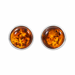 Klassiske Clip-On �reringe med �gte Cognac Rav og 925 Sterling S�lv