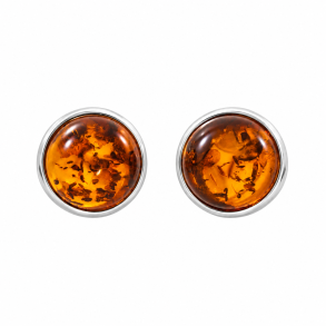 Klassiske Clip-On �reringe med �gte Cognac Rav og 925 Sterling S�lv