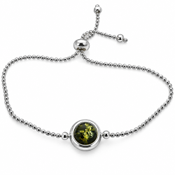 Elegant S�lvarmb�nd med �t Naturligt Jordravsstykke � 925 Sterling S�lv