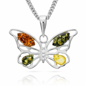 Schmetterling Anh�nger in 925 Sterling Silber und Bernstein