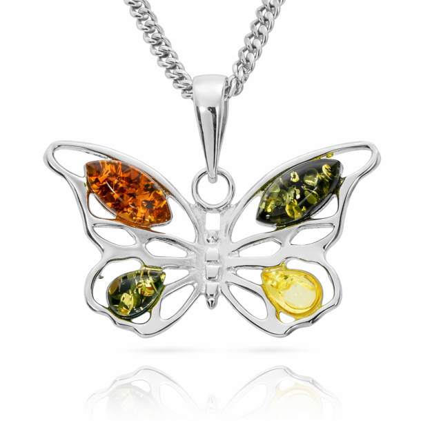 Schmetterling Anh�nger in 925 Sterling Silber und Bernstein