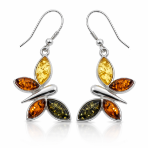 Mondfinger � echte Bernstein und Silberohrringe 