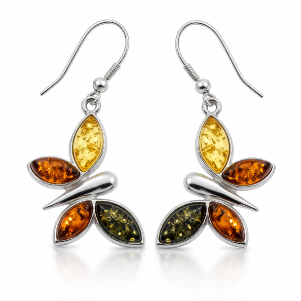 Mondfinger � echte Bernstein und Silberohrringe 