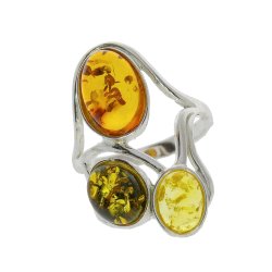 Blge Ringen I Sterling Slv Og Rav