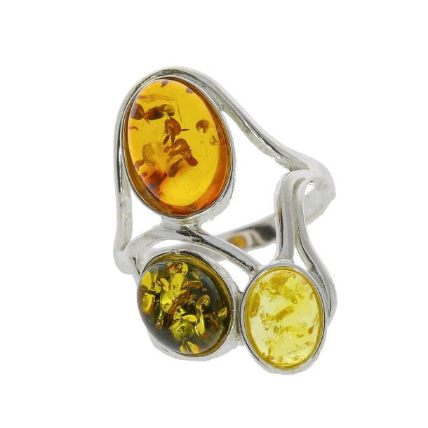 Blge Ringen I Sterling Slv Og Rav