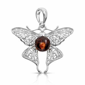 Schmetterling Bernstein und Silber Anh�nger