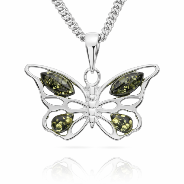  Schmetterling Anh�nger in 925 Sterling Silber und Bernstein