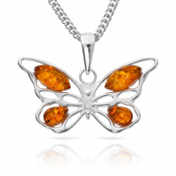 Schmetterling Anh�nger in 925 Sterling Silber und Bernstein