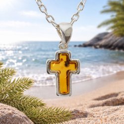 Rav Kors Vedh�ng i S�lv | �gte Rav | Den lille Ravbutik