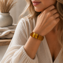 Goldenes Bernstein Armband � Echter Bernstein in zeitlosem Design