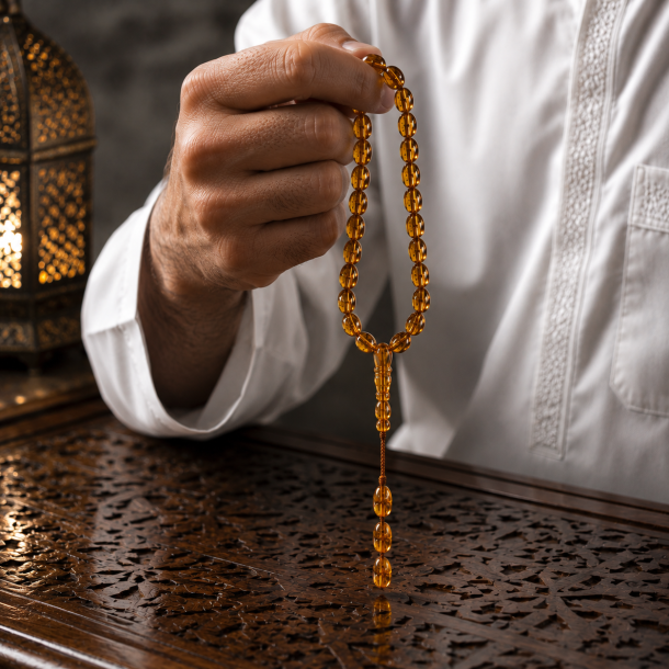 H�ndformet Muslimsk Bedek�de Af Det Flotteste Vesterhavs Ravperle 33 stykker  � Tasbih / Tespih  