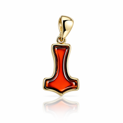 Thors Hammer in Bernstein vergoldet