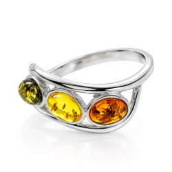 Ring I Sterling S�lv Og Rav