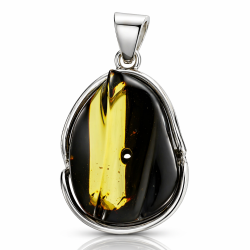 Einzigartiger Bernstein Anh�nger 925 Silber � Handgefertigt mit Baltischem Bernstein