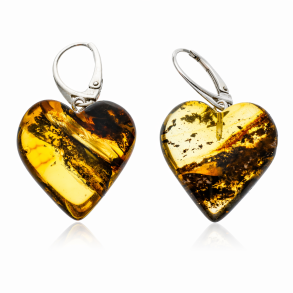 Unikke H�ndlavet Hjerte Formet Rav �reringe 