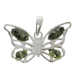 Sommerfugl Vedhng I 925 Sterling Slv Og Rav