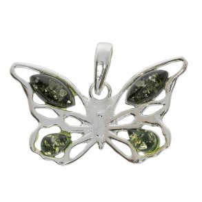 Sommerfugl Vedhng I 925 Sterling Slv Og Rav