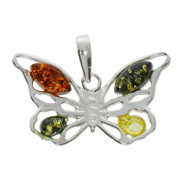 Sommerfugl Vedhng I 925 Sterling Slv Og Rav