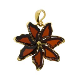 Margaret blume anh�nger aus echtem Bernstein und vergoldetem Silber