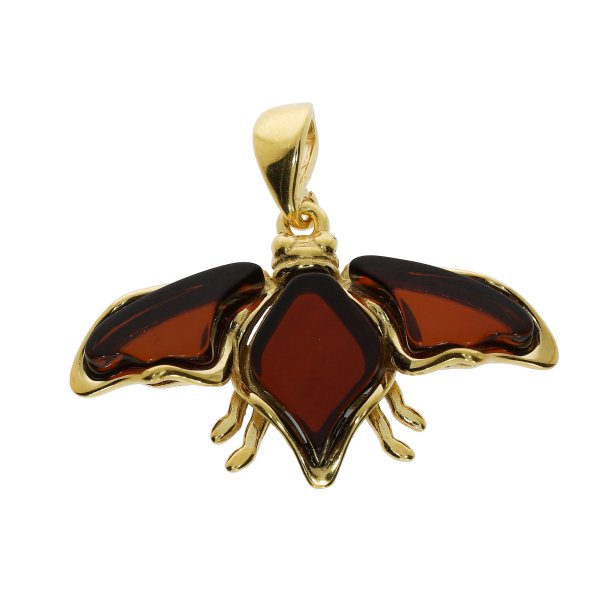 Honigbiene anh�nger aus echtem Bernstein und vergoldetem Silber