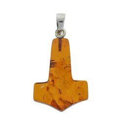 Thors Hammer Bernsteinanh�nger mit Silber