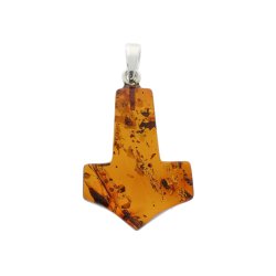 Thors Hammer Bernsteinanh�nger mit Silber