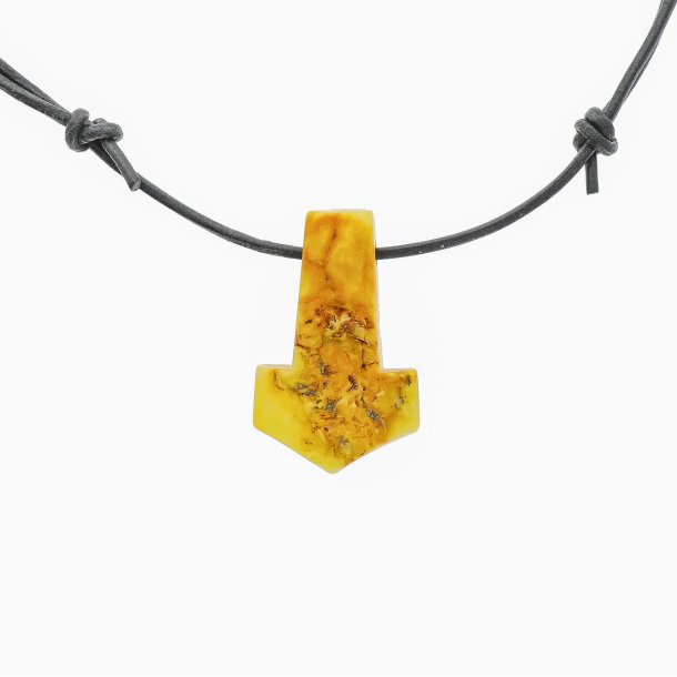 Einzigartiger Thors Hammer Bernsteinanh�nger mit Lederband