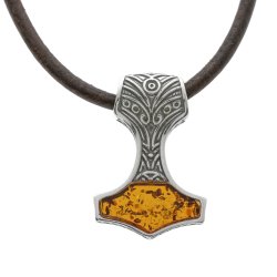 Thor's Hammer Bernstein und Silber Anh�nger