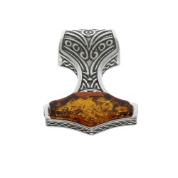 Thor's Hammer Bernstein und Silber Anh�nger