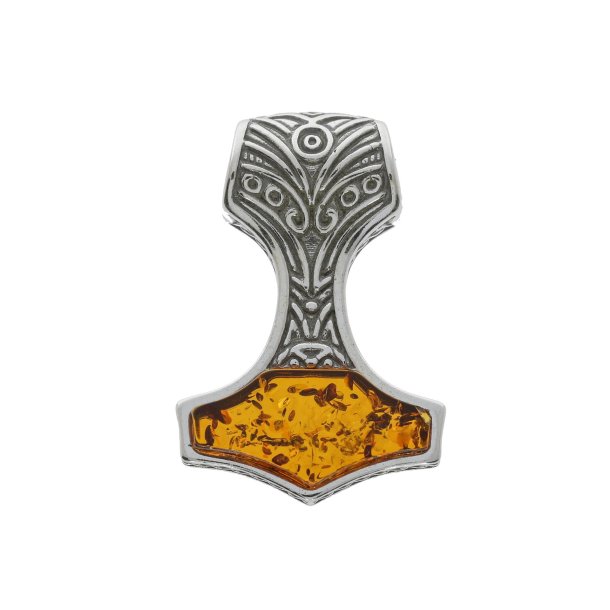 Thor's Hammer Bernstein und Silber Anh�nger