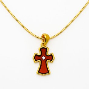 Kreuzanh�nger aus Bernstein und vergoldetem Sterlingsilber � das perfekte Konfirmationsgeschenk