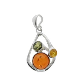 Hochwertiger Silberanh�nger mit nat�rlichem nordik Bernstein. Zeitloses Design, perfekte Geschen